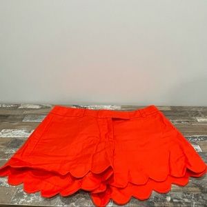 NWOT J Crew red scalloped linen short